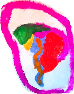 Colourful abstract drawing of a parent and baby